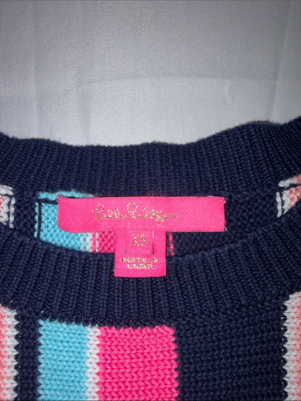 Lilly Pulitzer Multicolor Striped Crewneck Sweater — Pink, Navy, Aqua, Peach - Picture 3 of 7